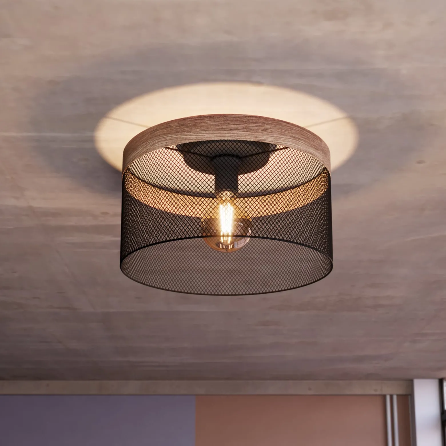 Deckenleuchte Kilnsdale, Ø 38 cm, schwarz/braun, Stahl