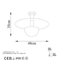 Deckenleuchte Kurt 13355, kupferfarben, Metall, Ø 48 cm