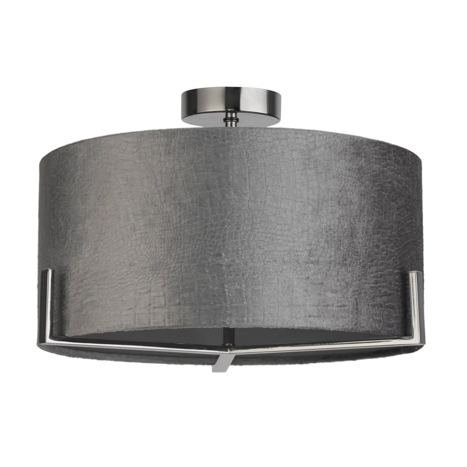 Deckenleuchte Kyran, grau, Metall, Samt, Ø 40 cm, E27