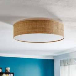 Deckenleuchte Leano, holz hell, Rattan, Ø 50 cm