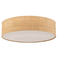 Deckenleuchte Leano, holz hell, Rattan, Ø 50 cm