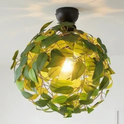 Deckenleuchte Leavy, schwarz/grün, Ø 38 cm, E27, 1-flammig