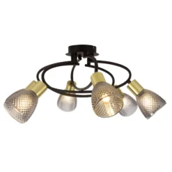 Deckenleuchte Lindita, 6-flammig, Glas, rauchgrau, E14