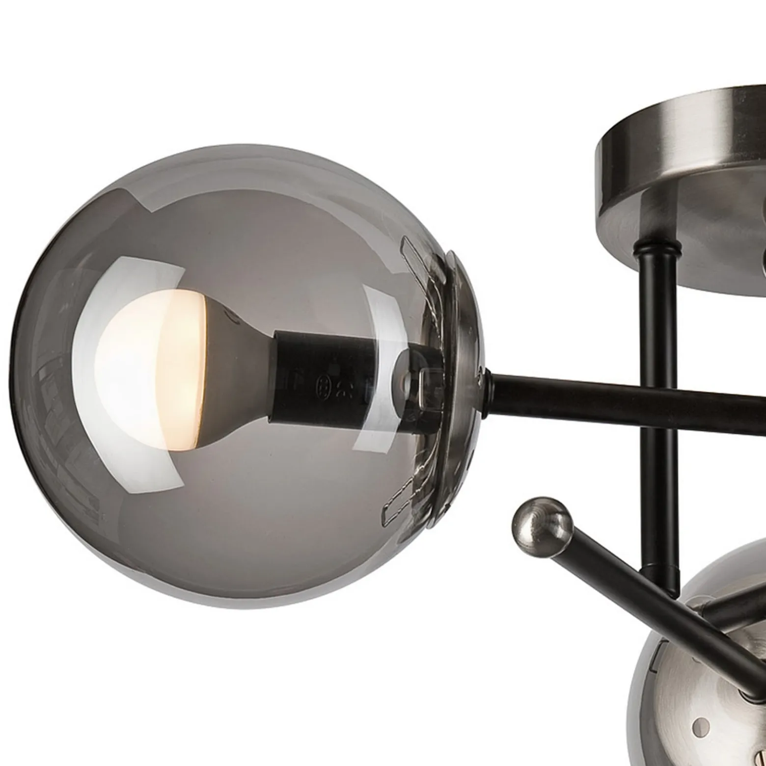 Deckenleuchte Malena, Ø 19 cm, rauchgrau, Glas/Metall 3-flg.
