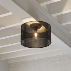 Deckenleuchte Manby, Ø 45 cm, schwarz, Stahl