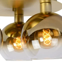 Deckenleuchte Marius, gold, Ø 50 cm, Glas, 3-flammig
