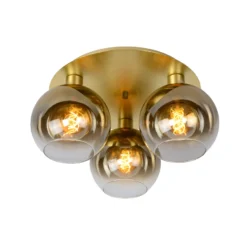 Deckenleuchte Marius, gold, Ø 50 cm, Glas, 3-flammig