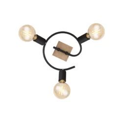 Deckenleuchte Martha mit Holz, Spirale dreiflammig