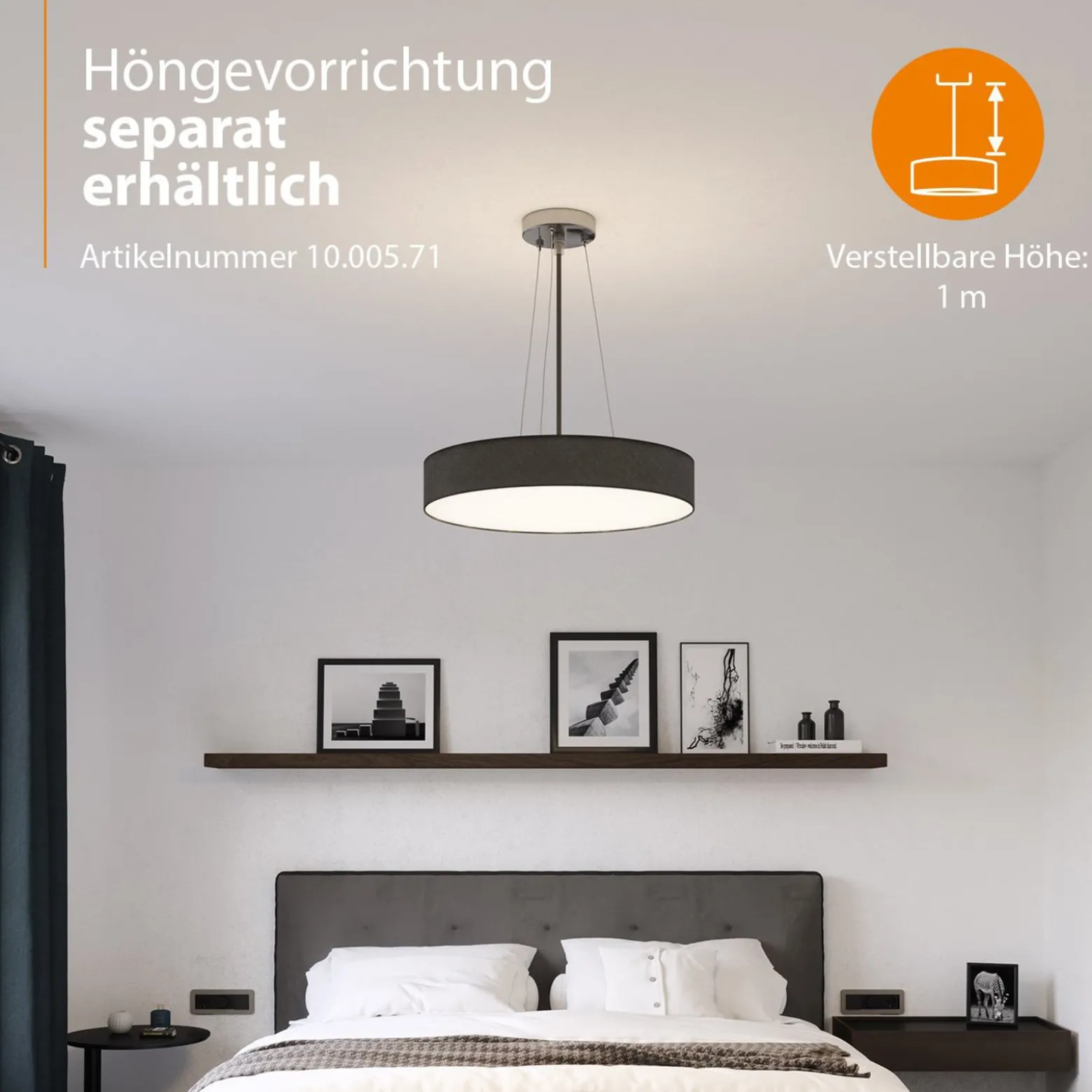 Deckenleuchte Mia, schwarz, Ø 60 cm
