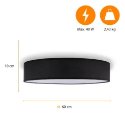Deckenleuchte Mia, schwarz, Ø 60 cm