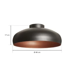 Deckenleuchte Mogano aus Metall, Ø40cm, schwarz