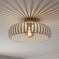 Deckenleuchte Mogano 3, beige, Ø 43 cm, Metall, E27