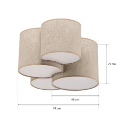 Deckenleuchte Mona Nature, 4-flg. Leinen natur