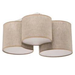Deckenleuchte Mona Nature, 3-flg., Leinen natur