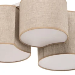 Deckenleuchte Mona Nature, 3-flg., Leinen natur