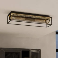 Deckenleuchte Nohales, Länge 64 cm, schwarz/messing, 2-flg.