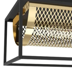 Deckenleuchte Nohales, Länge 64 cm, schwarz/messing, 2-flg.