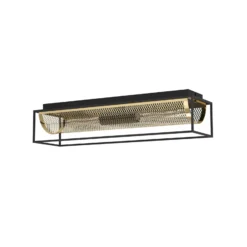 Deckenleuchte Nohales, Länge 64 cm, schwarz/messing, 2-flg.