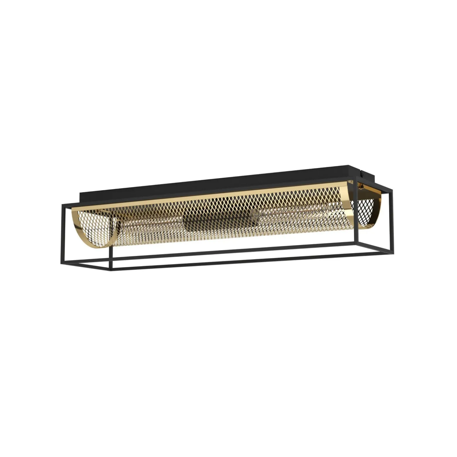 Deckenleuchte Nohales, Länge 64 cm, schwarz/messing, 2-flg.