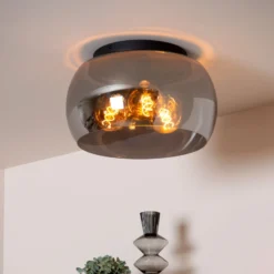 Deckenleuchte Olivia mit Rauchglas-Schirm, Ø 40 cm