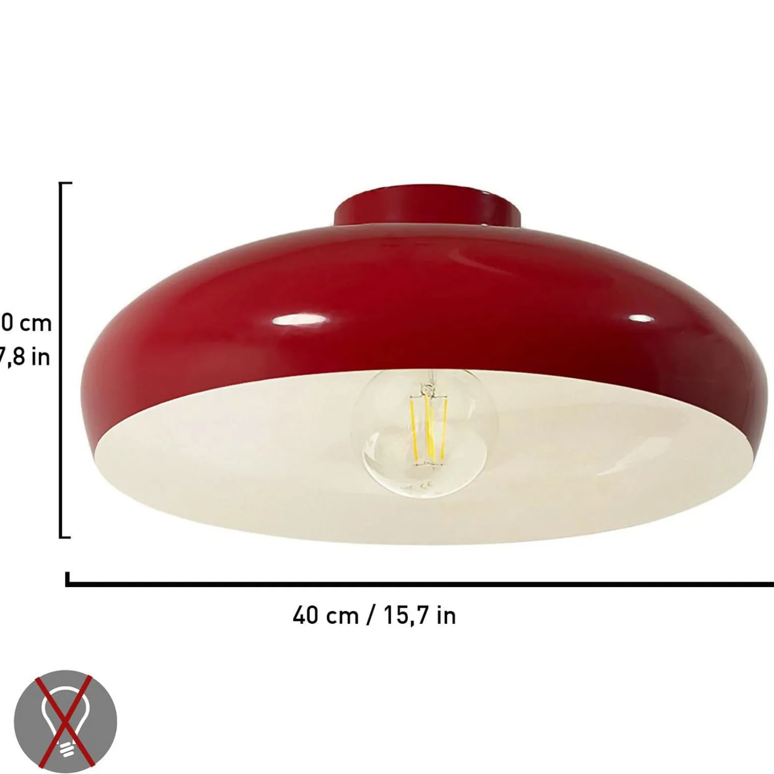 Deckenleuchte Olli, Ø 40 cm, rot/weiß, Metall, E27