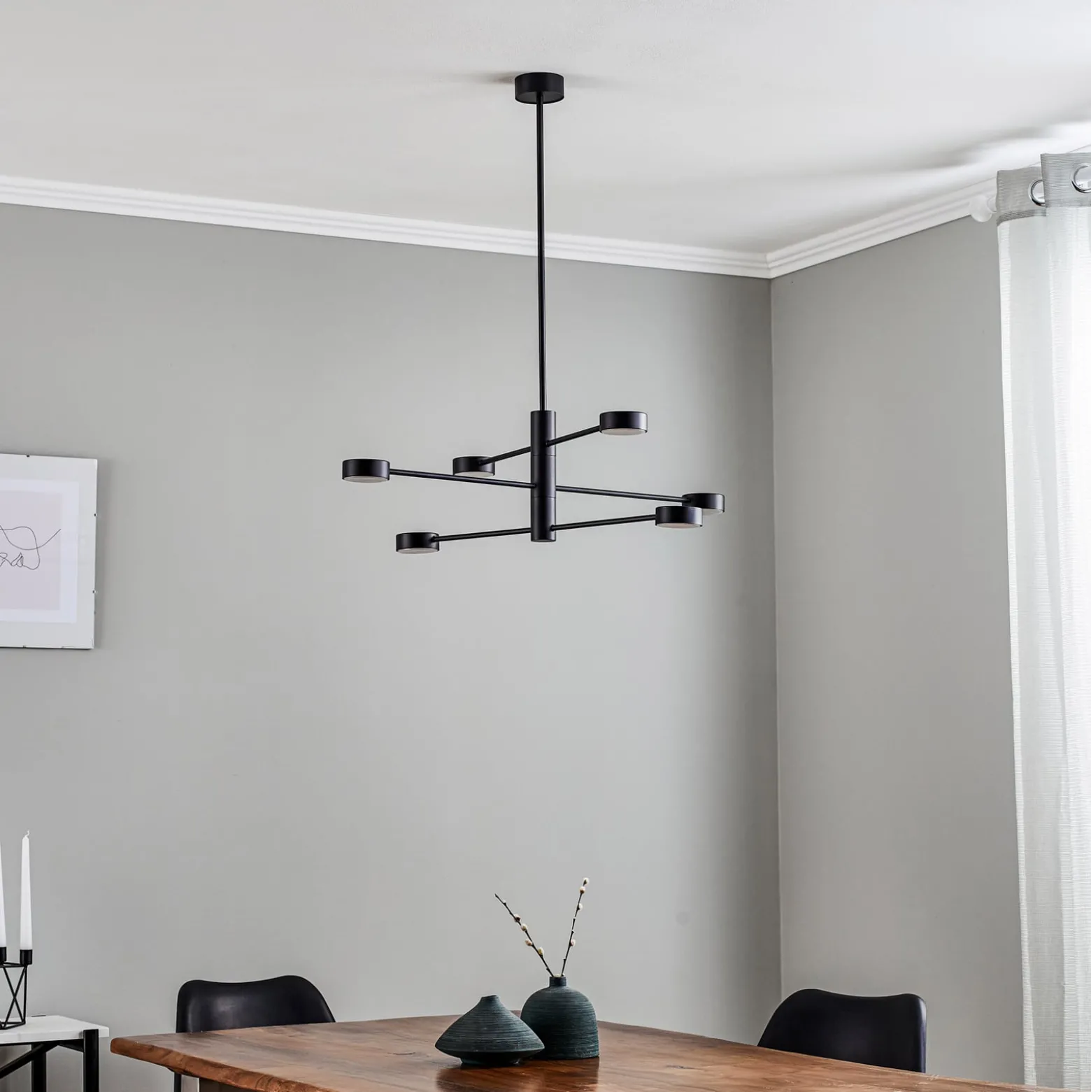 Deckenleuchte Orbit VI, schwarz, sechsflammig