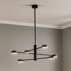 Deckenleuchte Orbit VI, schwarz, sechsflammig