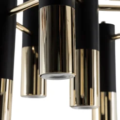 Deckenleuchte Orino, schwarz/gold, Metall, 7-flg., GU10