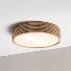 Deckenleuchte Oro, Eichenholz/Glas, Ø 38 cm, E27