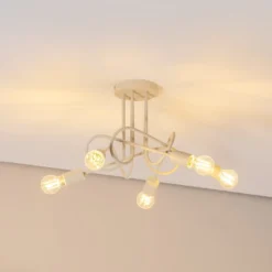 Deckenleuchte Oxford, sand, Ø 47 cm, Metall, 5-flammig, E27