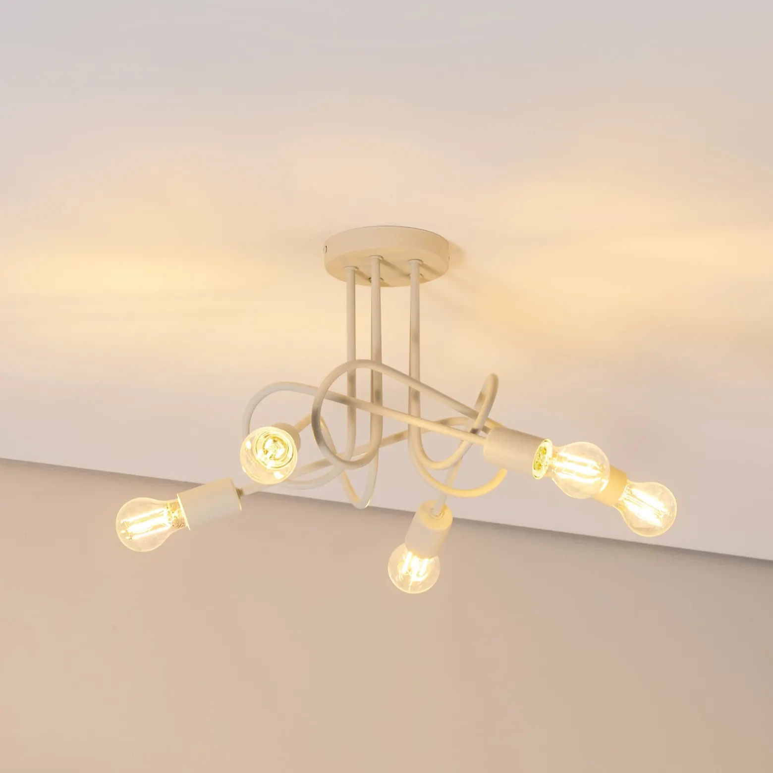 Deckenleuchte Oxford, sand, Ø 47 cm, Metall, 5-flammig, E27
