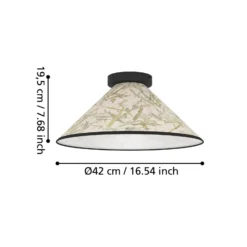 Deckenleuchte Oxpark, Ø 42 cm, grün/weiß/schwarz, Stoff