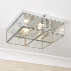 Deckenleuchte Pisa, Glasschirm, chrom