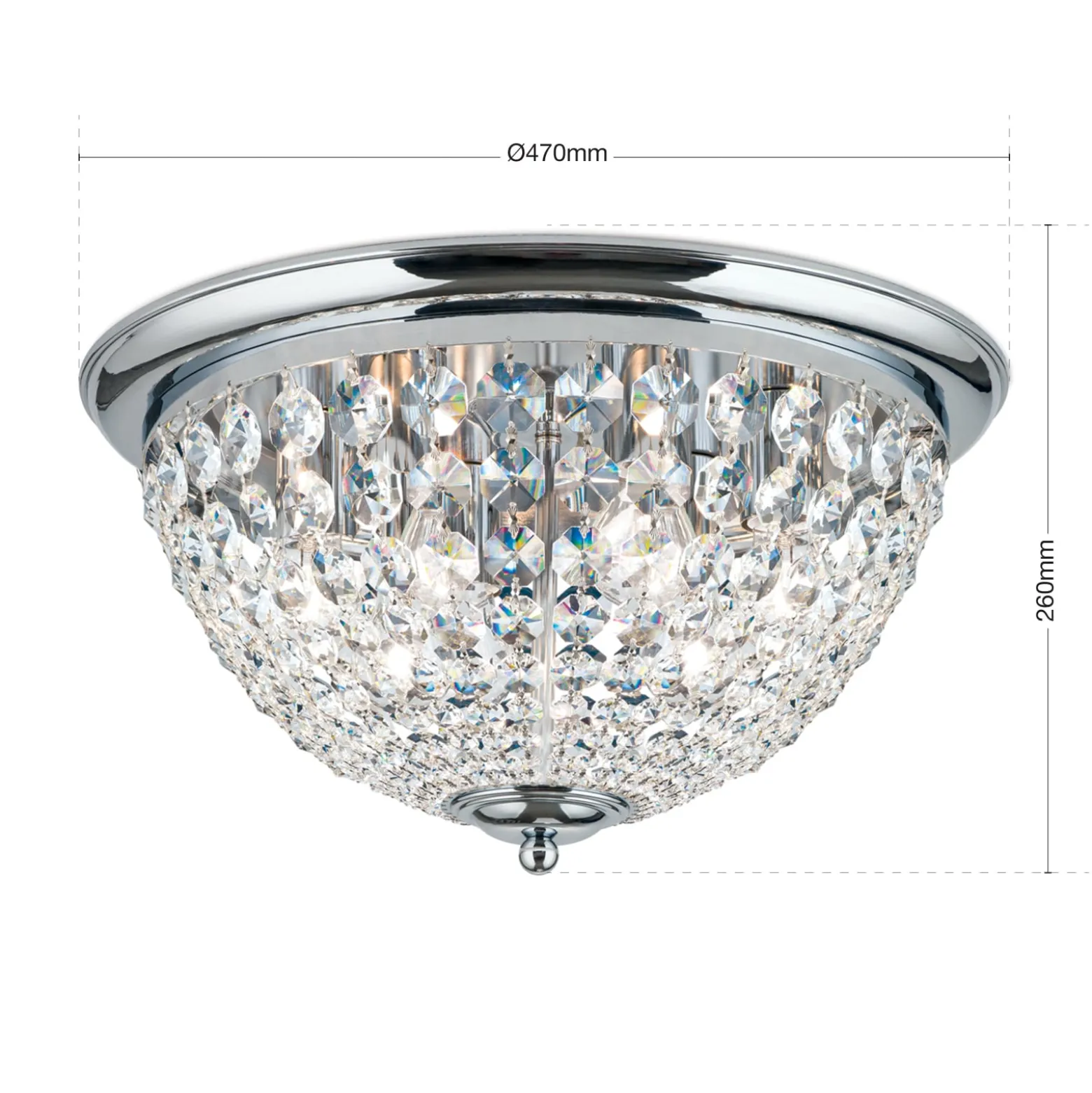 Deckenleuchte Plafond, chrom/transparent, Ø 47 cm
