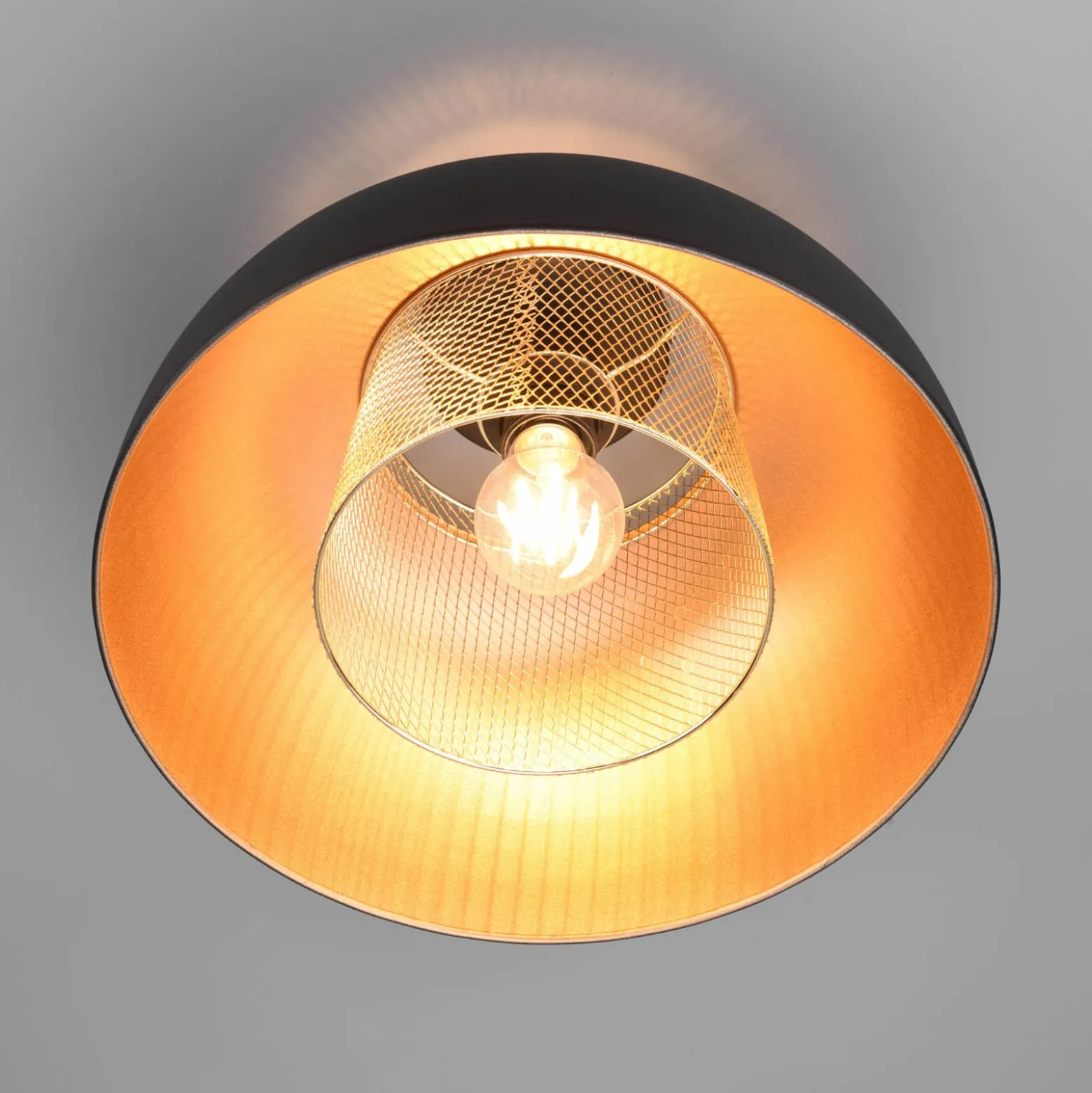 Deckenleuchte Punch, schwarz/gold, Ø 35 cm