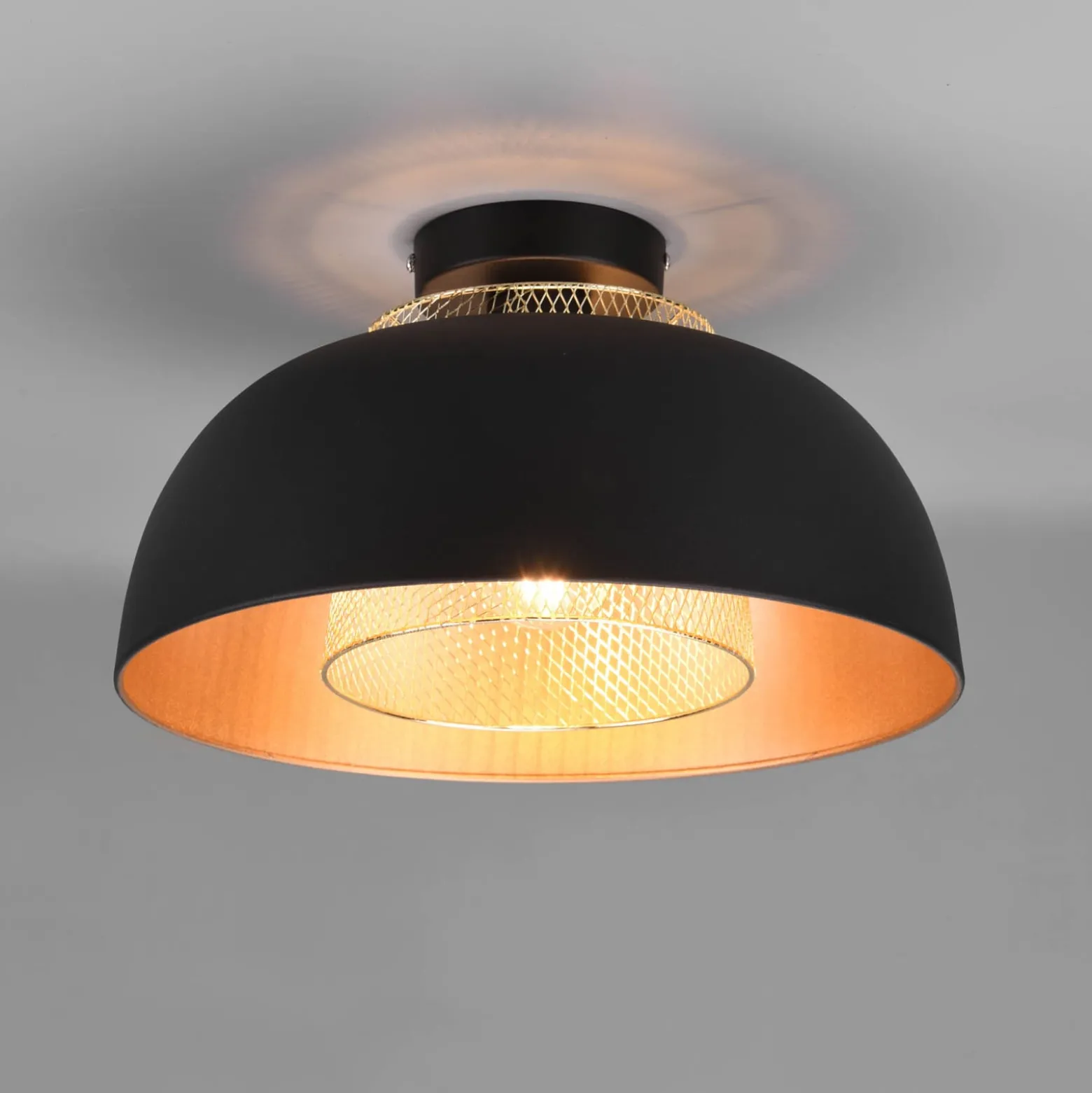 Deckenleuchte Punch, schwarz/gold, Ø 35 cm