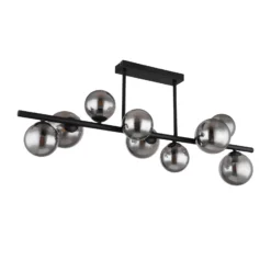 Deckenleuchte Riha, Länge 87 cm, schwarz/rauchfarben, 9-flg.