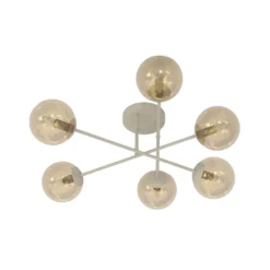 Deckenleuchte ROMA, beige, Ø 75 cm, 6-flg., Glas/Metall, E14