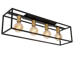 Deckenleuchte Ruben, schwarz, 90 cm, 4-flammig, Metall, E27