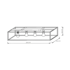 Deckenleuchte Ruben, schwarz, 90 cm, 4-flammig, Metall, E27