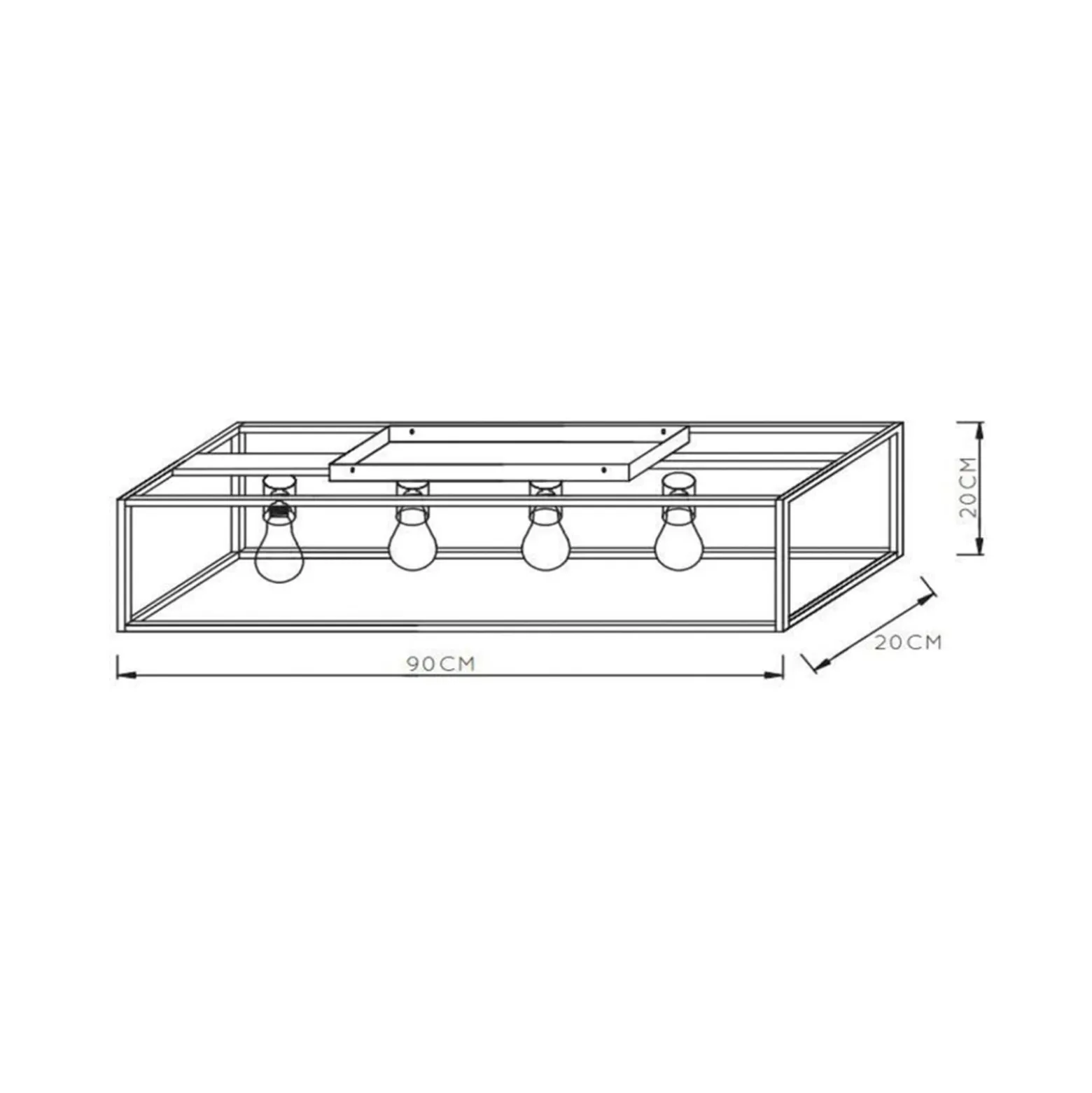 Deckenleuchte Ruben, schwarz, 90 cm, 4-flammig, Metall, E27