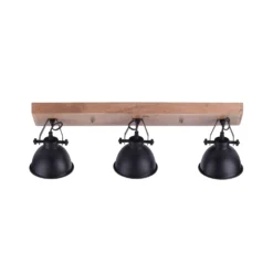 Deckenleuchte Samia, 3-flammig, Mangoholz, schwarz