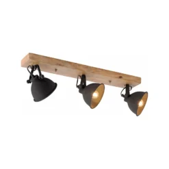Deckenleuchte Samia, 3-flammig, Mangoholz, schwarz