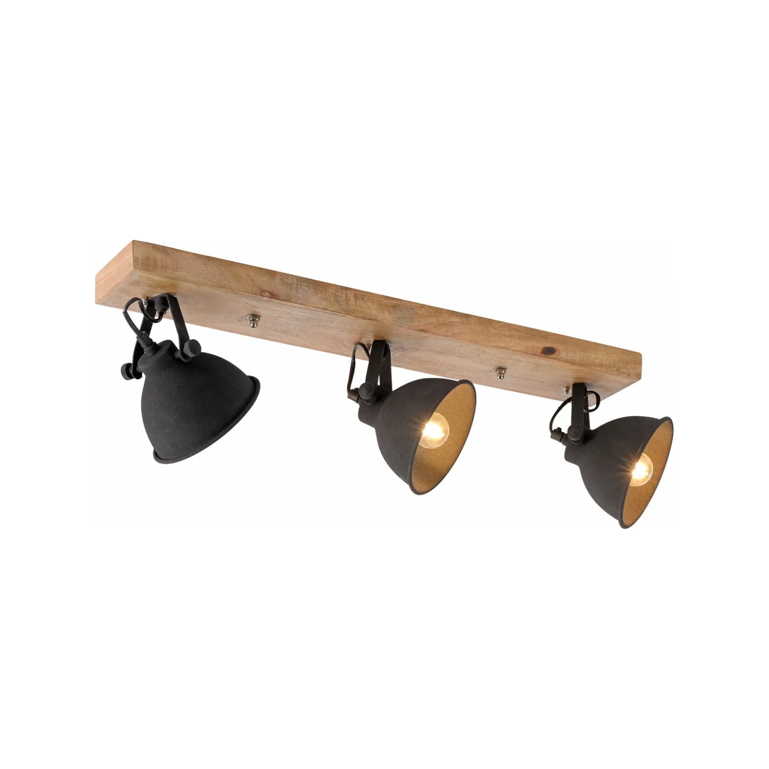 Deckenleuchte Samia, 3-flammig, Mangoholz, schwarz