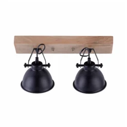 Deckenleuchte Samia, 2-flammig, Mangoholz, schwarz