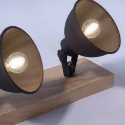Deckenleuchte Samia, 2-flammig, Mangoholz, schwarz