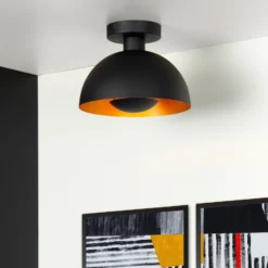 Deckenleuchte Siemon aus Stahl, Ø 25 cm, schwarz