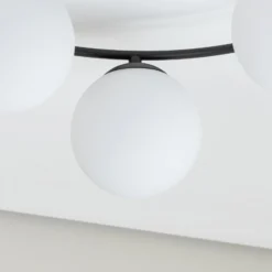 Deckenleuchte Sopra, opalweiß/schwarz, Glas, E14