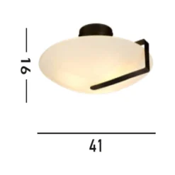 Deckenleuchte Sundial, schwarz/opalweiß, Stahl, Glas, E27