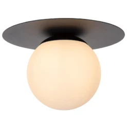 Deckenleuchte Tricia, schwarz, Ø 25 cm, Glas, 1-flammig, E27